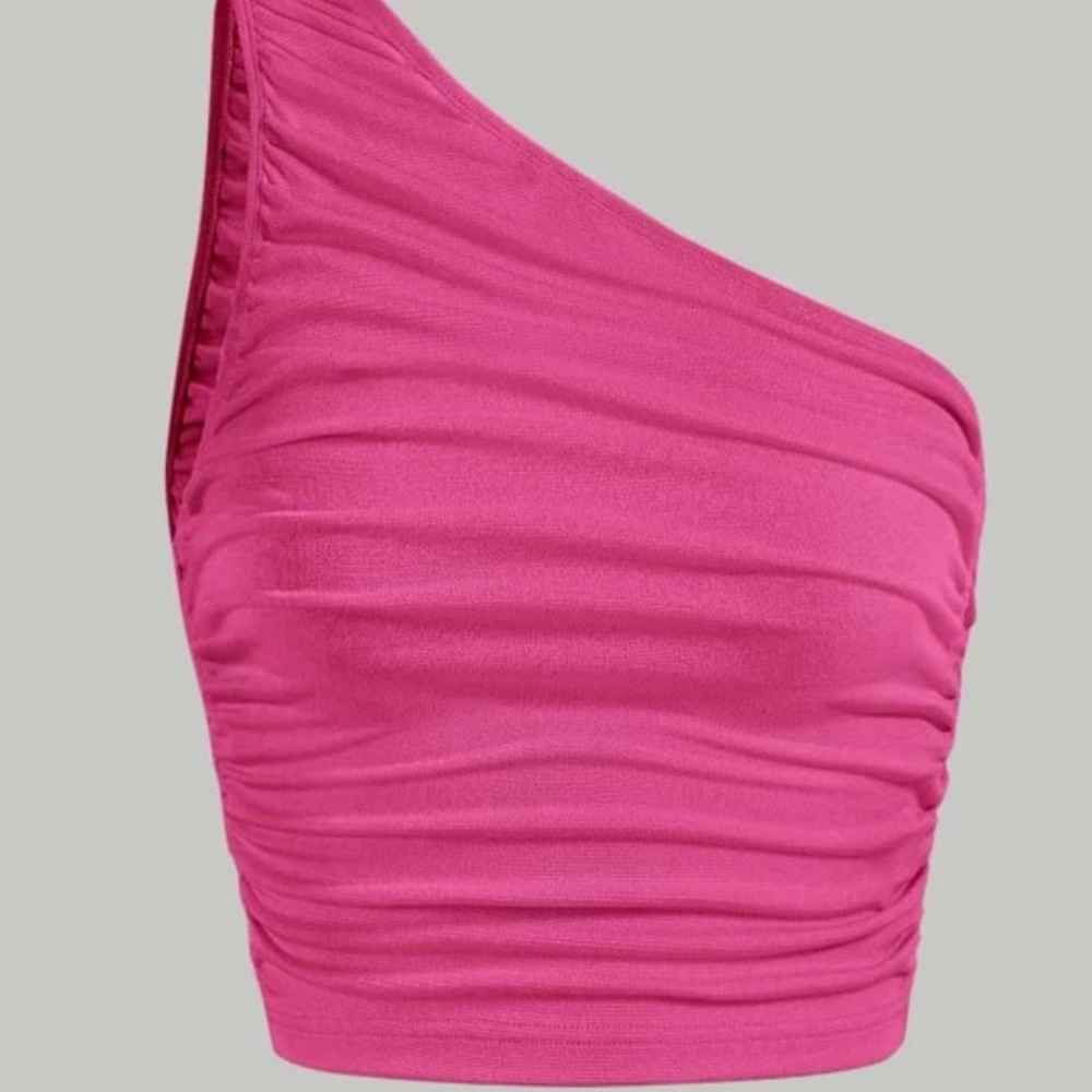 one shoulder ruched crop top